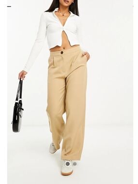 Miss Selfridge Tailored Wide Leg Pants in Stone Size 2
